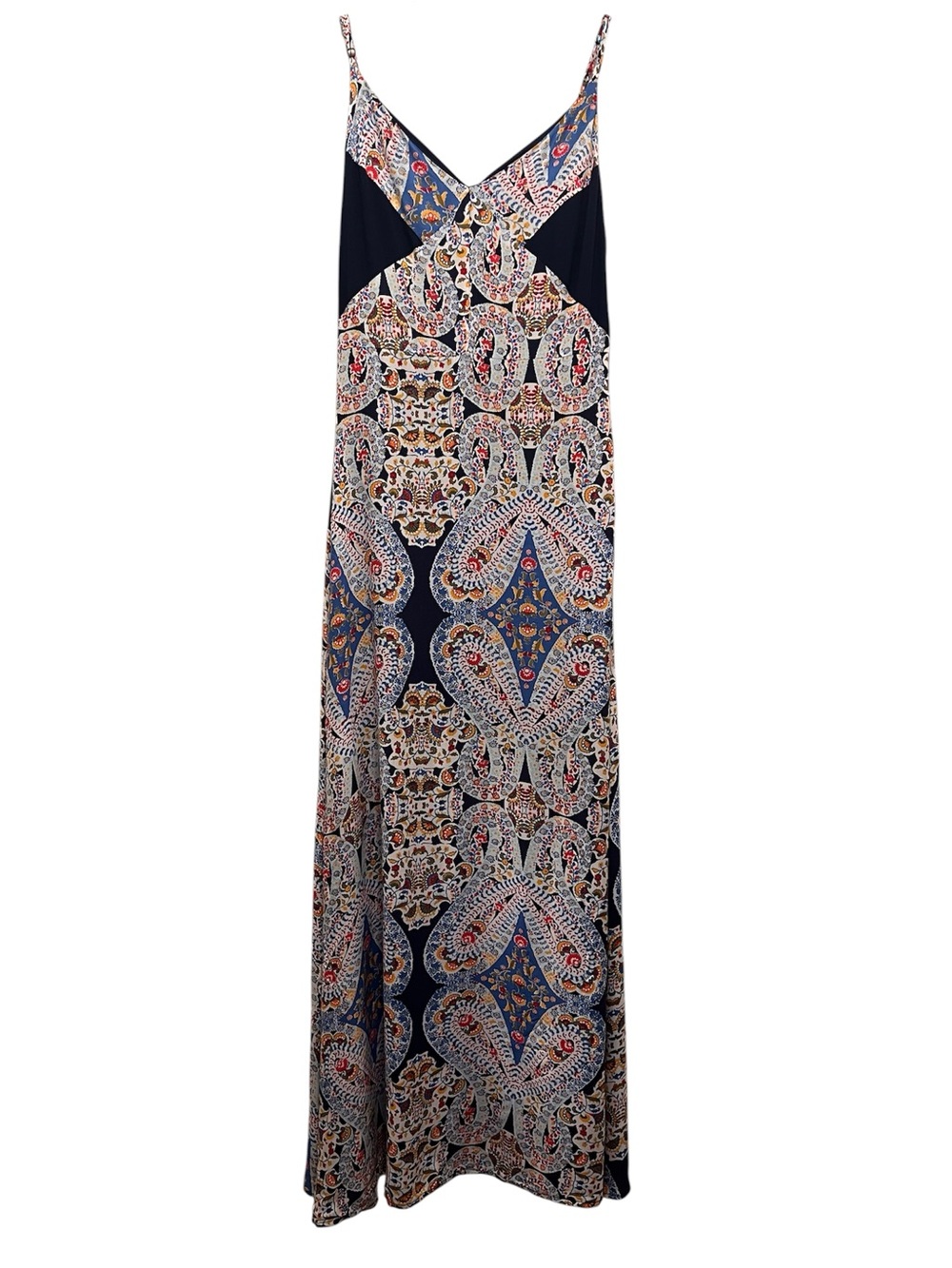 Xhilaration Paisley Sz M Maxi Sundress Boho Patchwork Print V-Neck Sleeveless - Picture 2 of 9